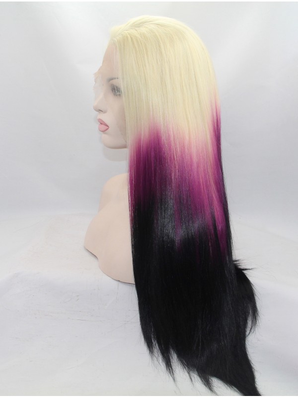 Parrucche Sintetiche Frontali In Pizzo Ombre 26 "Diritte