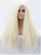 Parrucche Sintetiche Lunghe Bionde Ricci Mit Dem Pony Con Pizzo Frontale