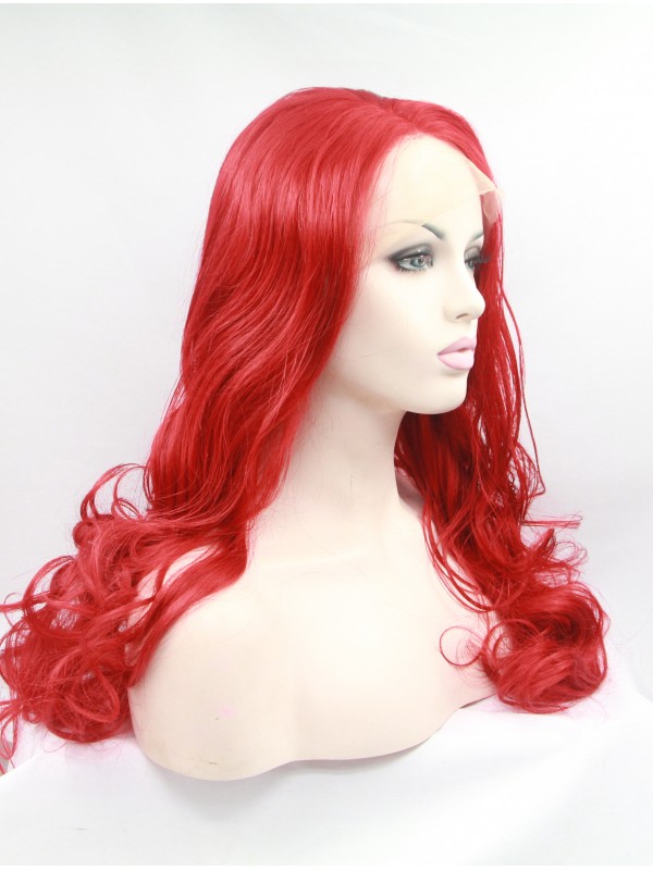 Parrucche Frontali In Pizzo Sintetico Rosso Riccio Da 30 "