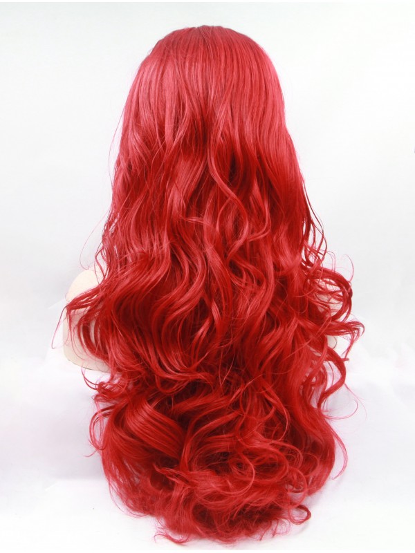 Parrucche Frontali In Pizzo Sintetico Rosso Riccio Da 30 "