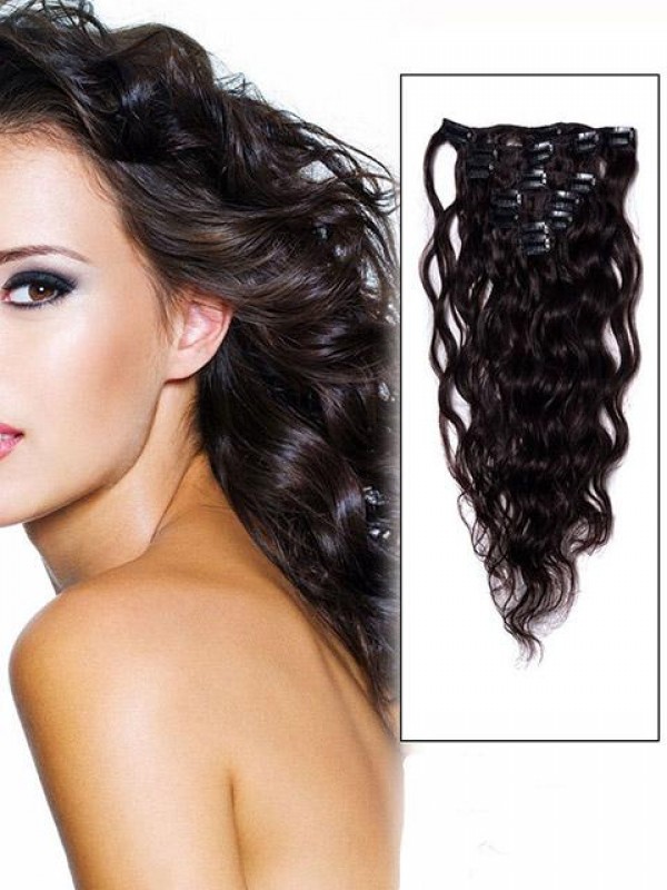 Clip Ondulata Marrone Scuro Da 7 Pezzi Nelle Estensioni Dei Capelli Umani Di Remy