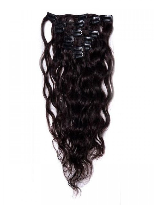 Clip Ondulata Marrone Scuro Da 7 Pezzi Nelle Estensioni Dei Capelli Umani Di Remy