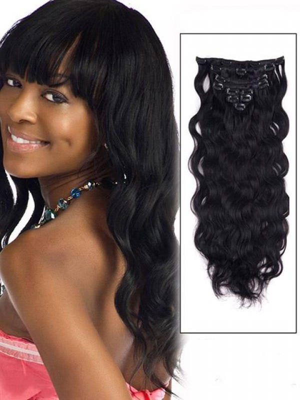 Wavy Jet Black 9 Pezzi Clip Nelle Estensioni Dei Capelli Umani Di Remy