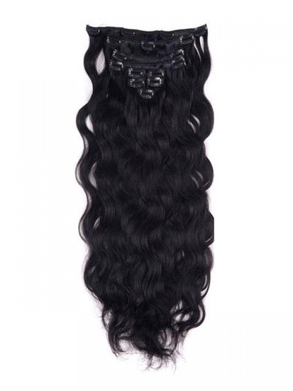 Wavy Jet Black 9 Pezzi Clip Nelle Estensioni Dei Capelli Umani Di Remy