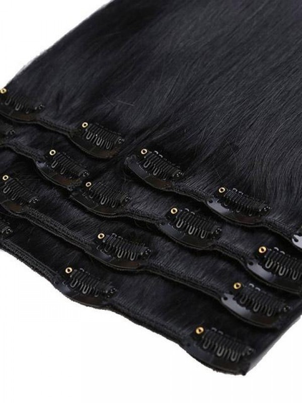 Clip Da 10 Pollici Jet Black Nelle Estensioni Dei Capelli Umani Di Remy 8 Pezzi 18 Clip