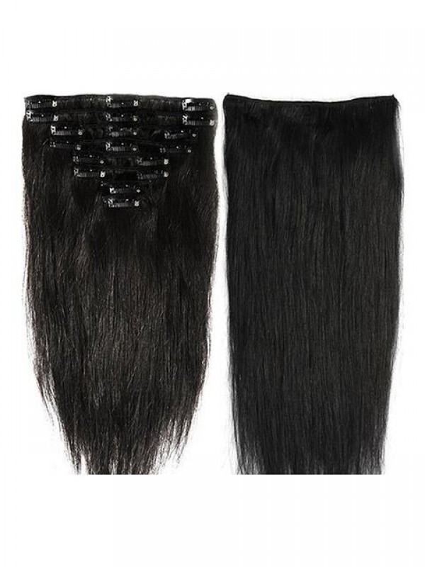 Clip Da 10 Pollici Jet Black Nelle Estensioni Dei Capelli Umani Di Remy 8 Pezzi 18 Clip