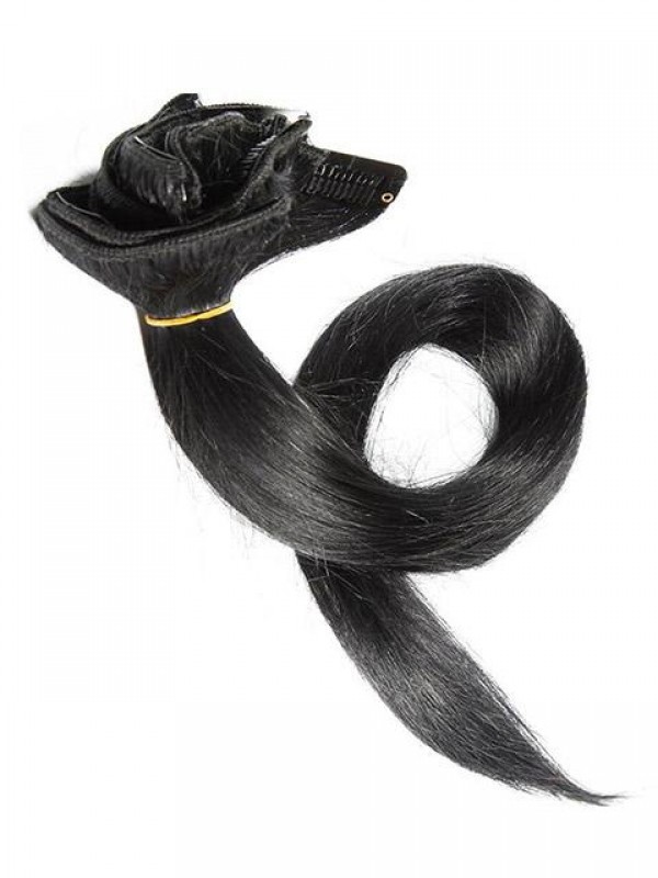 Clip Da 10 Pollici Jet Black Nelle Estensioni Dei Capelli Umani Di Remy 8 Pezzi 18 Clip