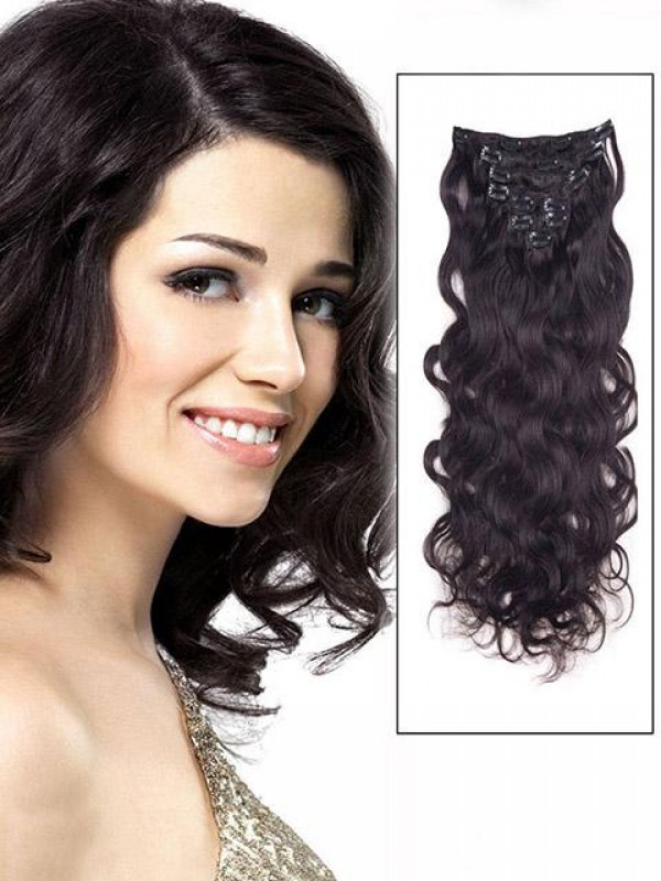 Clip Ondulata Nera Naturale Da 9 Pezzi Nelle Estensioni Dei Capelli Umani Di Remy