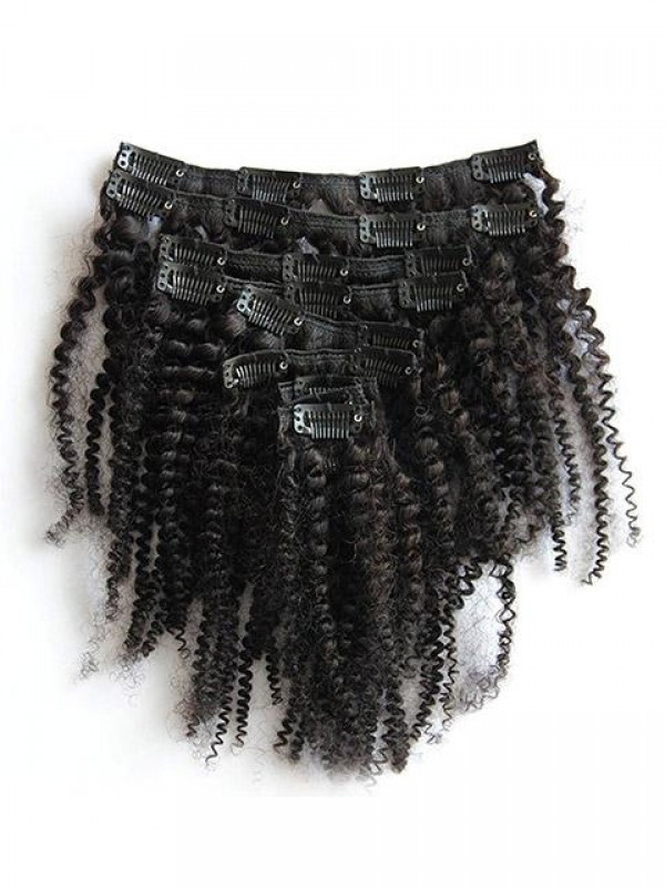 Clip A Testa Piena Riccia Afro Crespa Nelle Estensioni Dei Capelli Umani