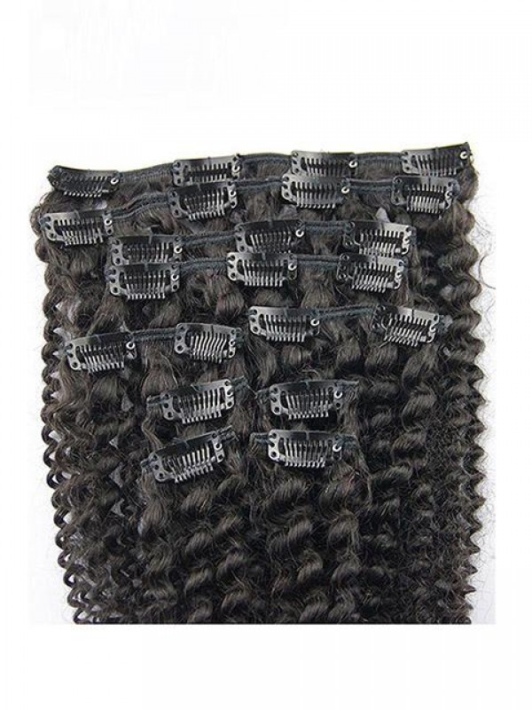 Clip A Testa Piena Riccia Afro Crespa Nelle Estensioni Dei Capelli Umani