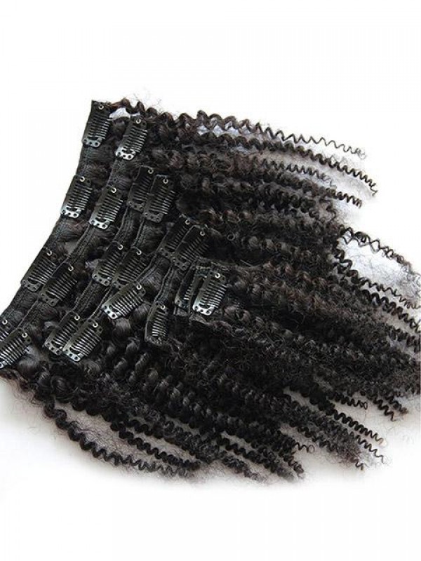 Clip A Testa Piena Riccia Afro Crespa Nelle Estensioni Dei Capelli Umani