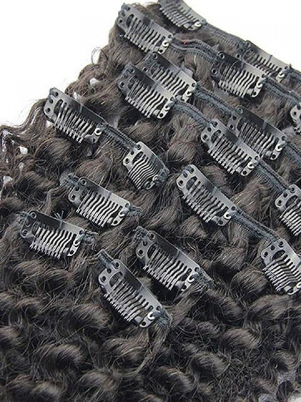 Clip A Testa Piena Riccia Afro Crespa Nelle Estensioni Dei Capelli Umani