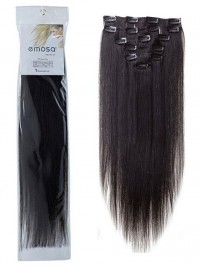 Clip Nelle Estensioni Dei Capelli Umani Di Remy Di Colore Nero