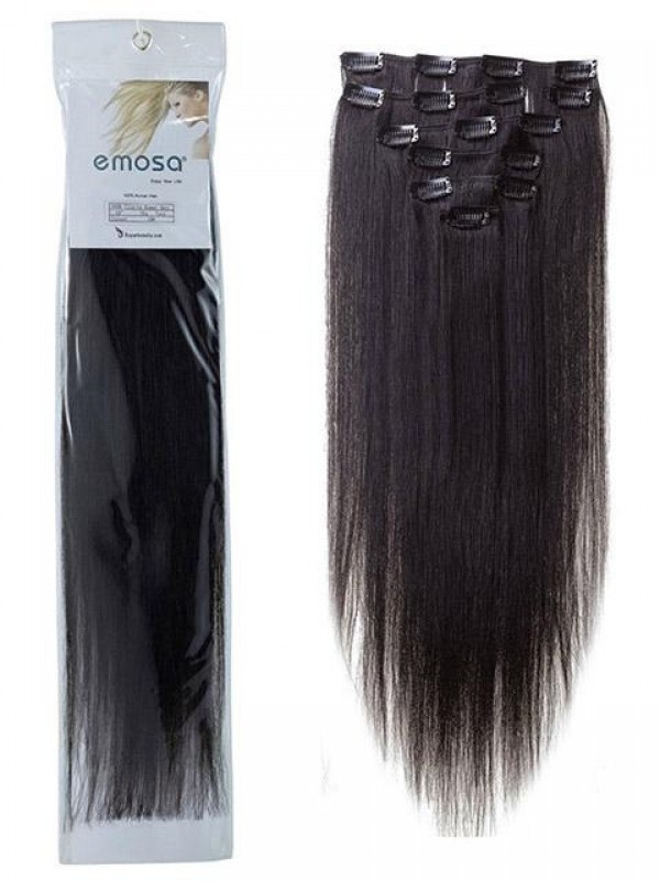 Clip Nelle Estensioni Dei Capelli Umani Di Remy Di Colore Nero