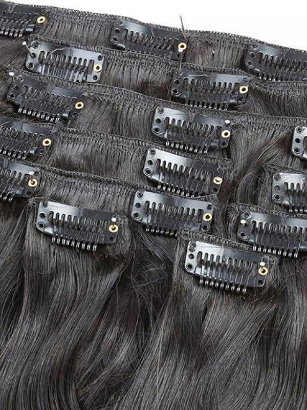 Clip Per Onda Del Corpo Vergine Brasiliana Di Grado Jet Black Nelle Estensioni Dei Capelli