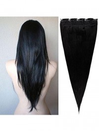 Clip Nera Naturale Nell'Estensione Dei Capelli Umani