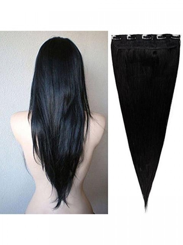 Clip Nera Naturale Nell'Estensione Dei Capelli Umani