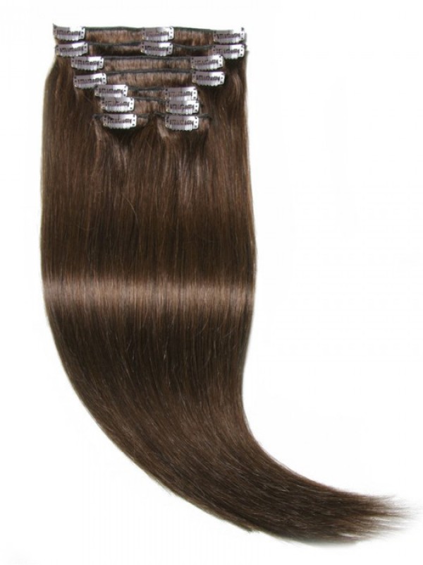 Clip Di Estensioni Dei Capelli Castani Medi Nei Capelli 8 Pezzi / Set