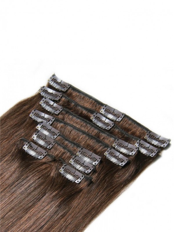 Clip Di Estensioni Dei Capelli Castani Medi Nei Capelli 8 Pezzi / Set