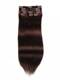 Clip Marrone Scuro Nelle Estensioni Dei Capelli Capelli Vergini 8 Pezzi / Set