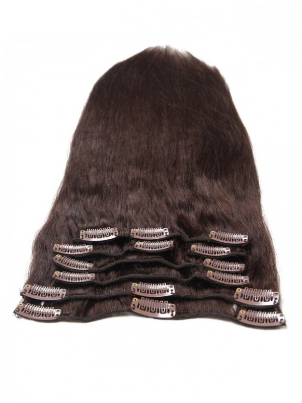Clip Marrone Scuro Nelle Estensioni Dei Capelli Capelli Vergini 8 Pezzi / Set