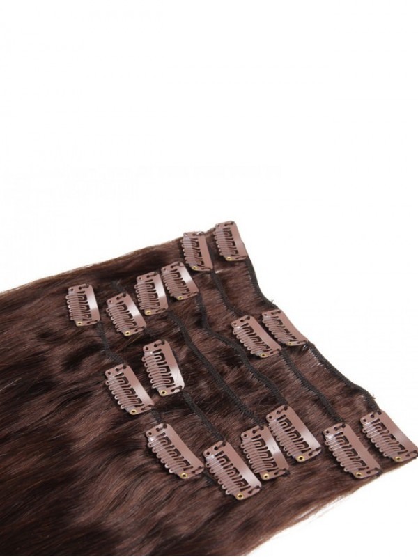 Clip Marrone Scuro Nelle Estensioni Dei Capelli Capelli Vergini 8 Pezzi / Set