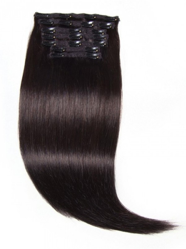 115G Clip Nera Naturale Nelle Estensioni Dei Capelli Umani Capelli Vergini 8 Pz/Set