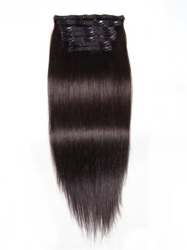 115G Clip Nera Naturale Nelle Estensioni Dei Capelli Umani Capelli Vergini 8 Pz/Set