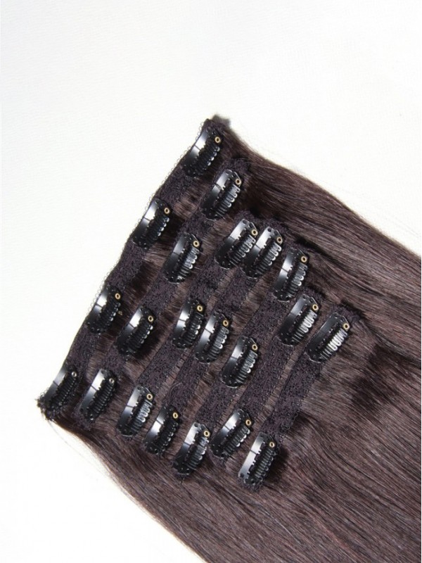 115G Clip Nera Naturale Nelle Estensioni Dei Capelli Umani Capelli Vergini 8 Pz/Set