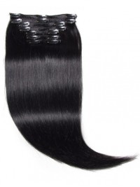 Jet Black Clip Nelle Estensioni Dei Capelli Capelli Vergini 8 Pezzi / Set