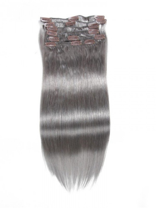 Clip Grigia Da 100 G Nelle Estensioni Dei Capelli Estensioni Dei Capelli Vergini Economici 8 Pezzi / Set