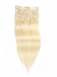 Clip Bionda Platino 115G Nei Capelli Estensioni Dei Capelli Vergini Economici 8 Pezzi / Set