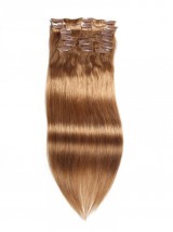 Clip Di Estensioni Dei Capelli Vergini Castano Chiaro Da 115 G Nei Capelli 8 Pezzi / Set