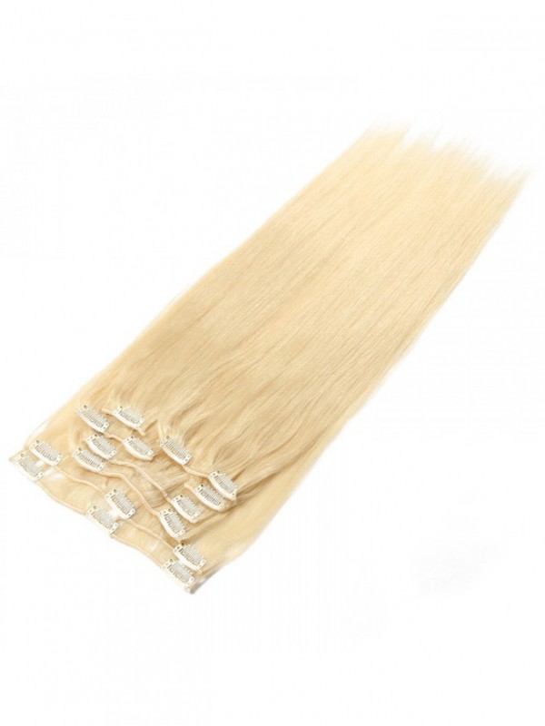 100G Clip Bionda Più Leggera Nelle Estensioni Dei Capelli Estensioni Dei Capelli Vergini Economici 8 Pezzi / Set