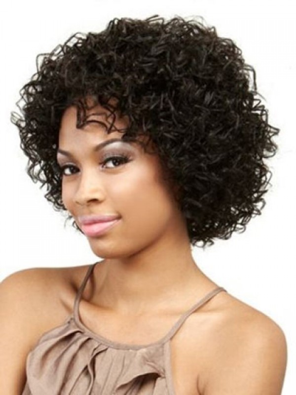 Parrucca Per Capelli Umani Senza Cappuccio Ricci Medi Afro-Capelli 14 Pollici