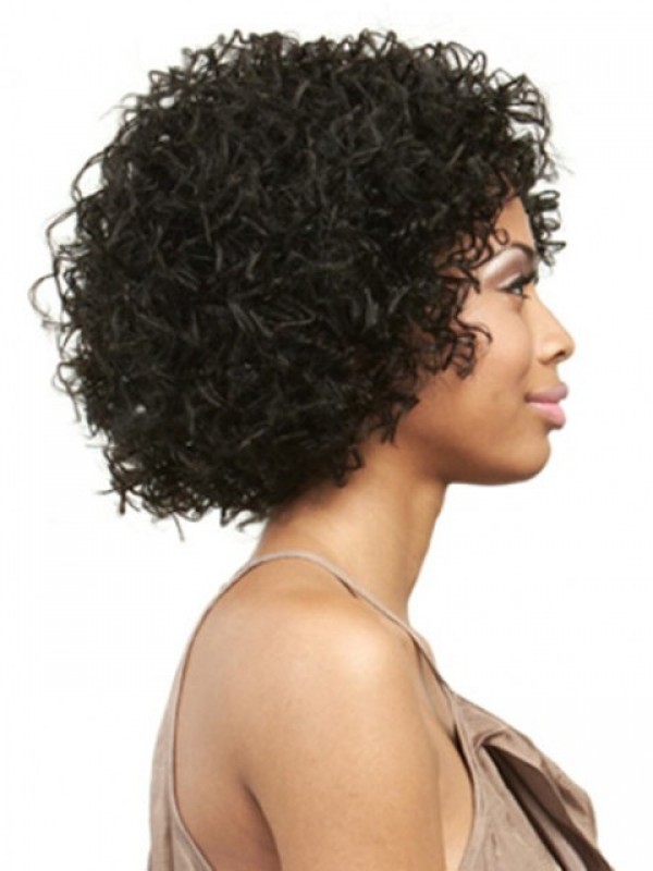 Parrucca Per Capelli Umani Senza Cappuccio Ricci Medi Afro-Capelli 14 Pollici