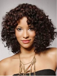 Parrucche Per Capelli Umani Con Parte Anteriore In Pizzo Afro-Capelli Medi Ricci 16 Pollici