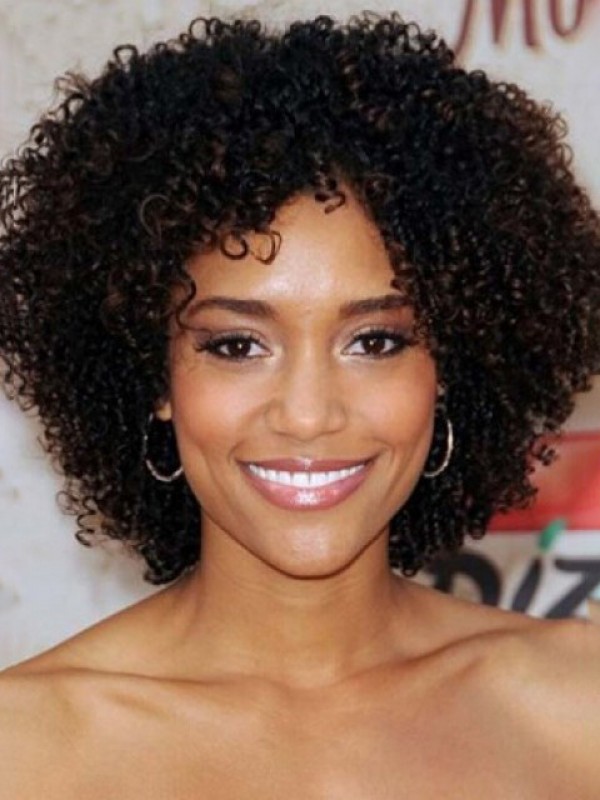 Parrucche Per Capelli Umani Senza Cappuccio Ricci Corti Afro-Capelli 12 Pollici