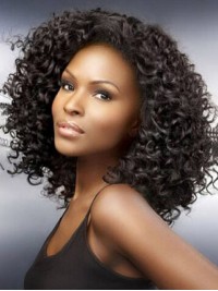 Parrucche Per Capelli Umani Ricci Senza Cappuccio Medi Afro-Hair 18 Pollici