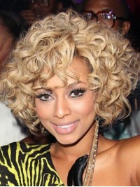 Parrucche Per Capelli Umani Senza Cappuccio Ondulati Biondi Corti Afro-Capelli 10 Pollici