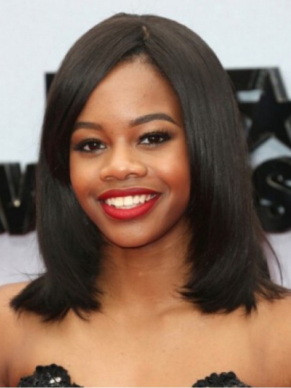 Gabrielle Douglas Parrucche Sintetiche Senza Cappuccio Medio Dritto Con Frangia Laterale 14 Pollici