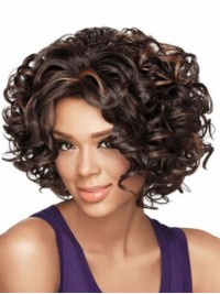 Parrucche Sintetiche Senza Cappuccio Corte Afro-Capelli Ricci 10 Pollici