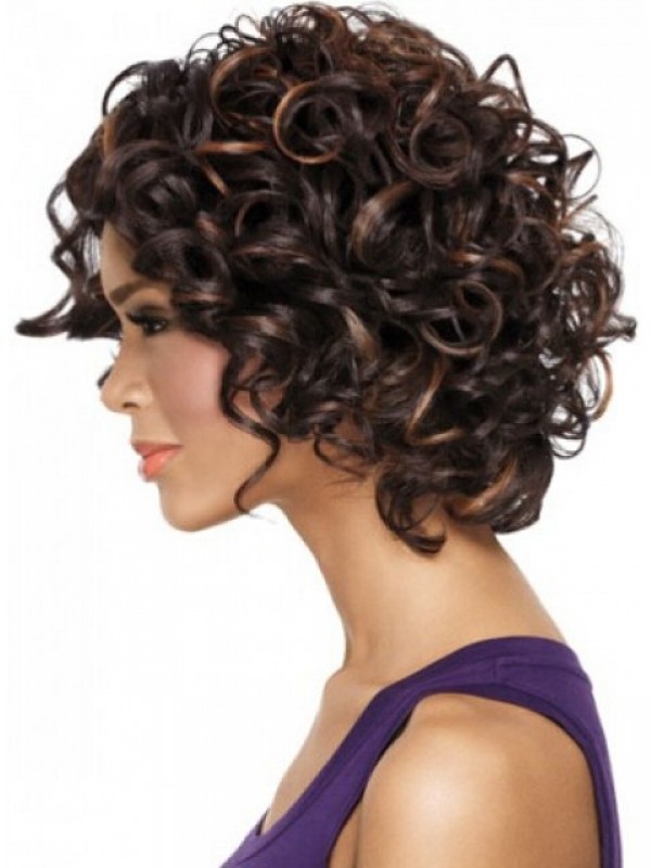 Parrucche Sintetiche Senza Cappuccio Corte Afro-Capelli Ricci 10 Pollici