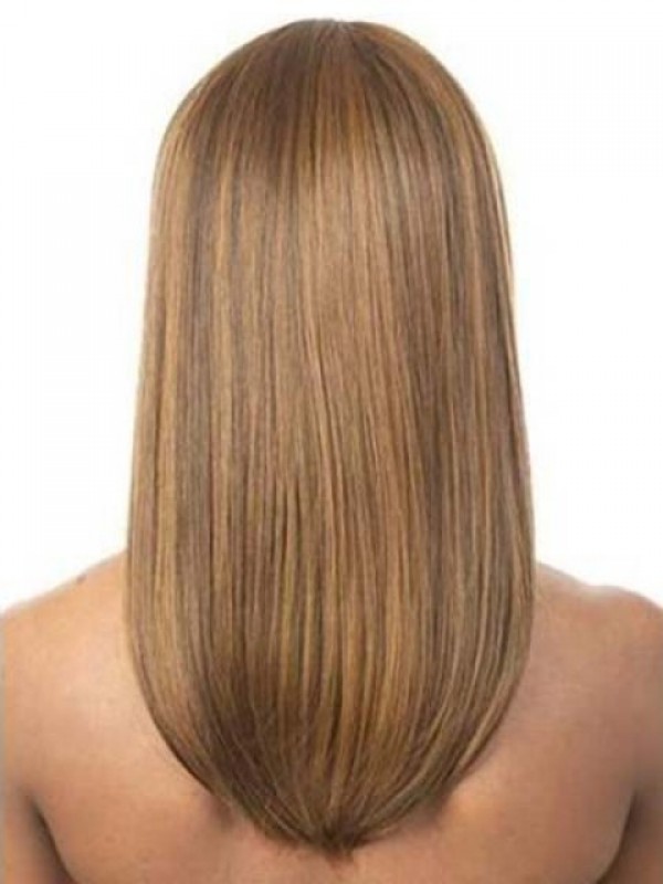 Capelli Umani Senza Cappuccio Lunghi Dritti Afroamericani Con Frangetta 18 Pollici