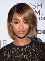 Jourdan Dunn Parrucche Per Capelli Umani In Pizzo Stile Bob Corto Con Frangia Laterale 10 Pollici