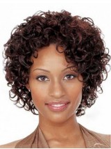 Parrucche Per Capelli Umani Senza Cappuccio Ricci Corti Afro 8 Pollici