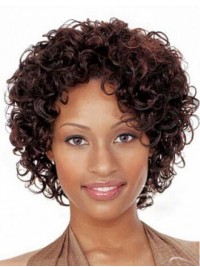 Parrucche Per Capelli Umani Senza Cappuccio Ricci Corti Afro 8 Pollici