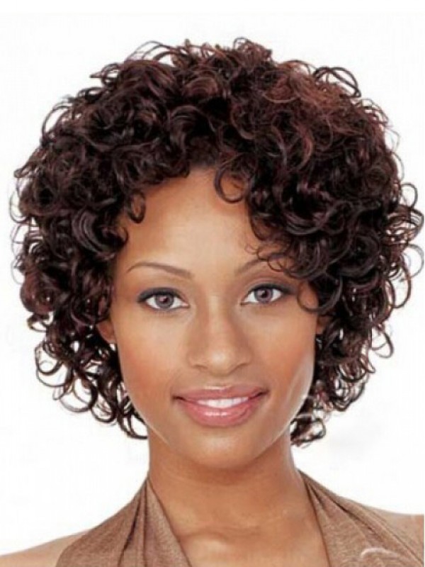 Parrucche Per Capelli Umani Senza Cappuccio Ricci Corti Afro 8 Pollici
