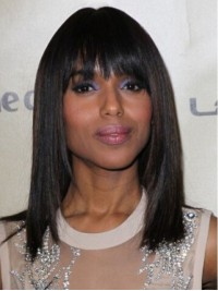 Parrucche Per Capelli Umani Senza Cappuccio Medi Di Kerry Washington Con Frangetta 14 Pollici