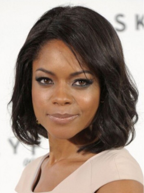 Naomie Harris Parrucche Sintetiche Senza Cappuccio Ondulate Medie Con Frangia Laterale 12 Pollici